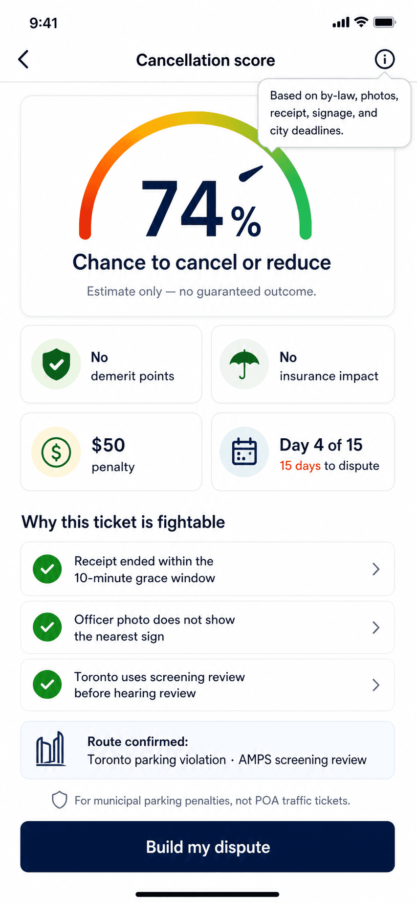 Withdrawn payment warning and score screen